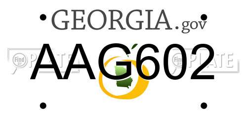 AAG602 Georgia License Plate