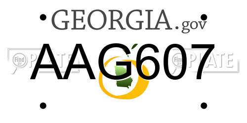 AAG607 Georgia License Plate