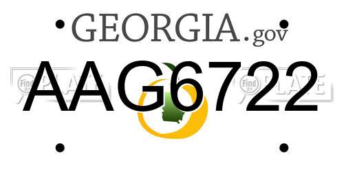 AAG6722 Georgia License Plate