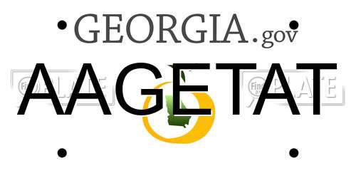 AAGETAT Georgia License Plate