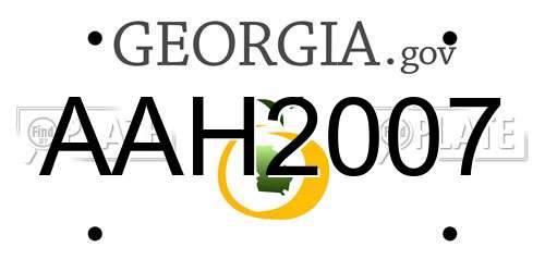 AAH2007 Georgia License Plate