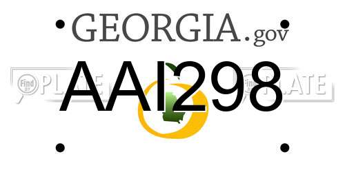 AAI298 Georgia License Plate