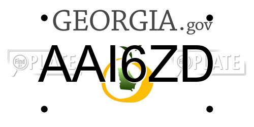 AAI6ZD Georgia License Plate