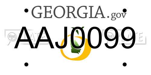 AAJ0099 Georgia License Plate