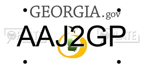AAJ2GP Georgia License Plate