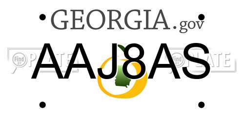 AAJ8AS Georgia License Plate