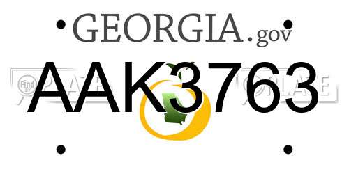 AAK3763 Georgia License Plate