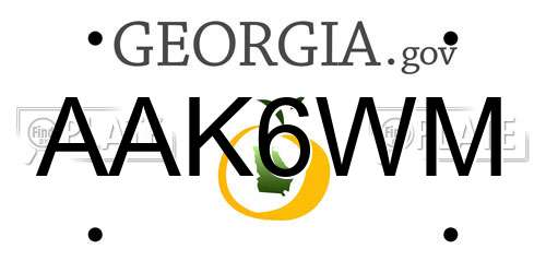 AAK6WM Georgia License Plate