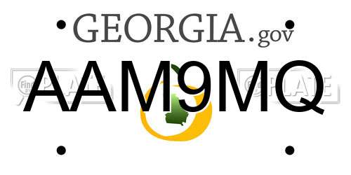 AAM9MQ Georgia License Plate