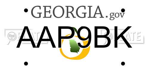 AAP9BK Georgia License Plate