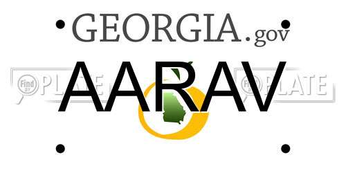 AARAV Georgia License Plate