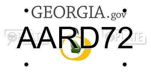 AARD72 Georgia License Plate