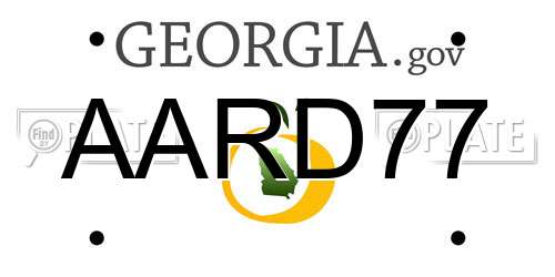 AARD77 Georgia License Plate