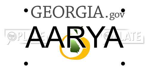 AARYA Georgia License Plate