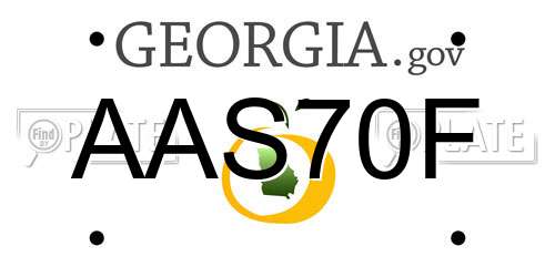 AAS70F Georgia License Plate