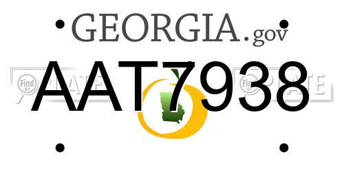 AAT7938 Georgia License Plate