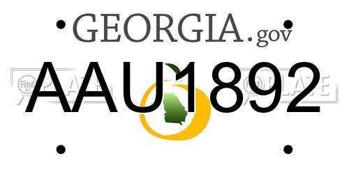AAU1892 Georgia License Plate