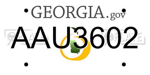 AAU3602 Georgia License Plate