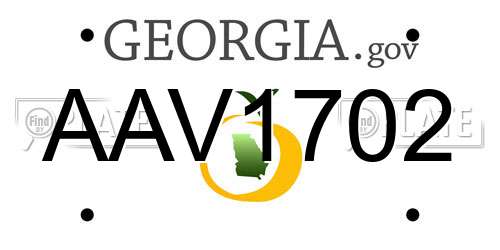 AAV1702 Georgia License Plate