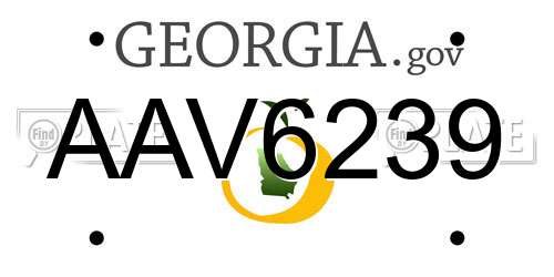 AAV6239 Georgia License Plate