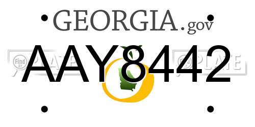AAY8442 Georgia License Plate