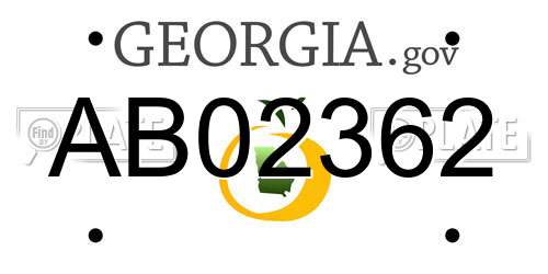 AB02362 Georgia License Plate