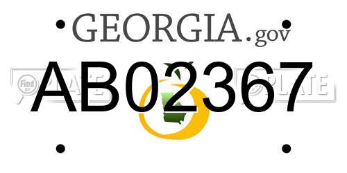 AB02367 Georgia License Plate