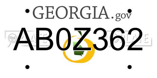 AB0Z362 Georgia License Plate
