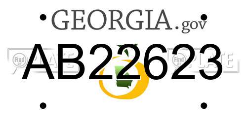 AB22623 Georgia License Plate