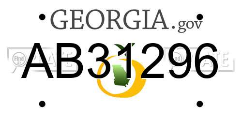 AB31296 Georgia License Plate