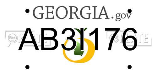 AB3I176 Georgia License Plate