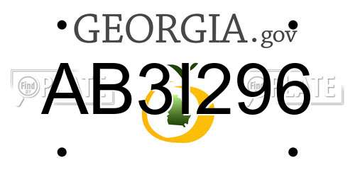 AB3I296 Georgia License Plate