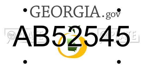 AB52545 Georgia License Plate