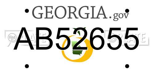 AB52655 Georgia License Plate