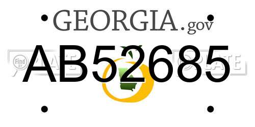 AB52685 Georgia License Plate