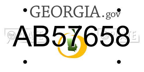 AB57658 Georgia License Plate
