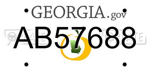AB57688 Georgia License Plate