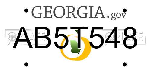 AB5T548 Georgia License Plate