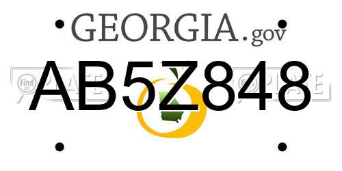 AB5Z848 Georgia License Plate