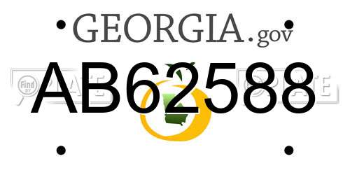 AB62588 Georgia License Plate