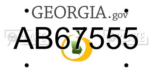 AB67555 Georgia License Plate
