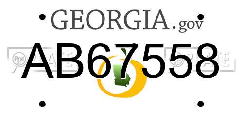 AB67558 Georgia License Plate