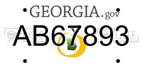 AB67893 Georgia License Plate
