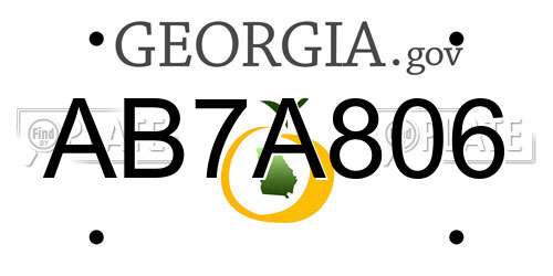 AB7A806 Georgia License Plate
