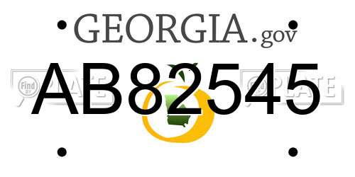 AB82545 Georgia License Plate