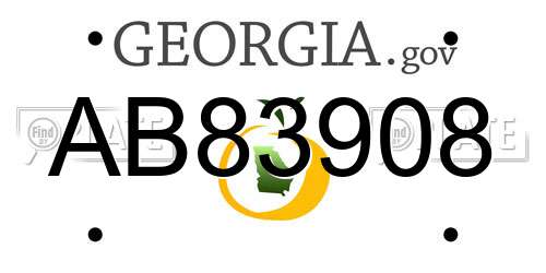 AB83908 Georgia License Plate