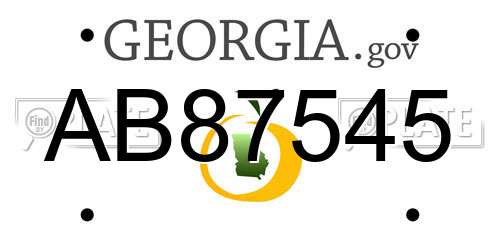 AB87545 Georgia License Plate