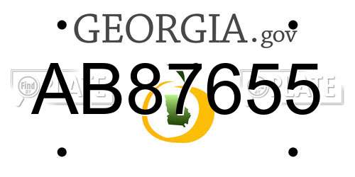 AB87655 Georgia License Plate