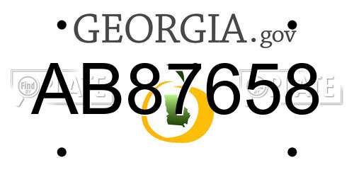 AB87658 Georgia License Plate