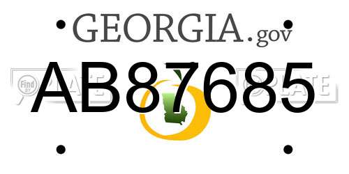 AB87685 Georgia License Plate